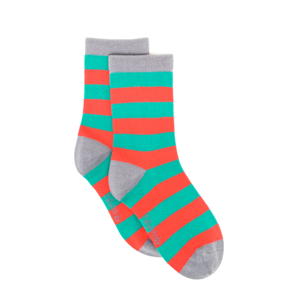 Christmas Green & Red Stripe Bamboo Sock (seamless toe)