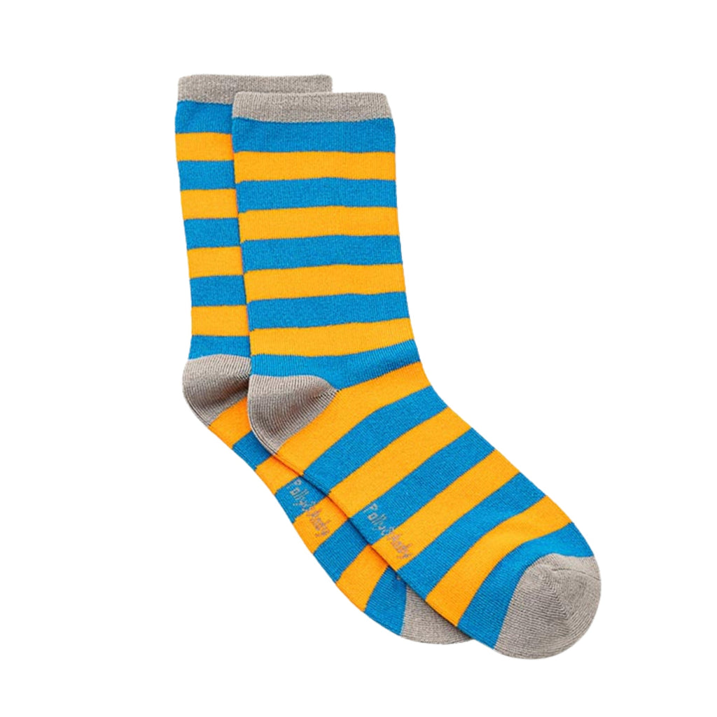 Blue & Orange Stripe Bamboo Sock (seamless toe)