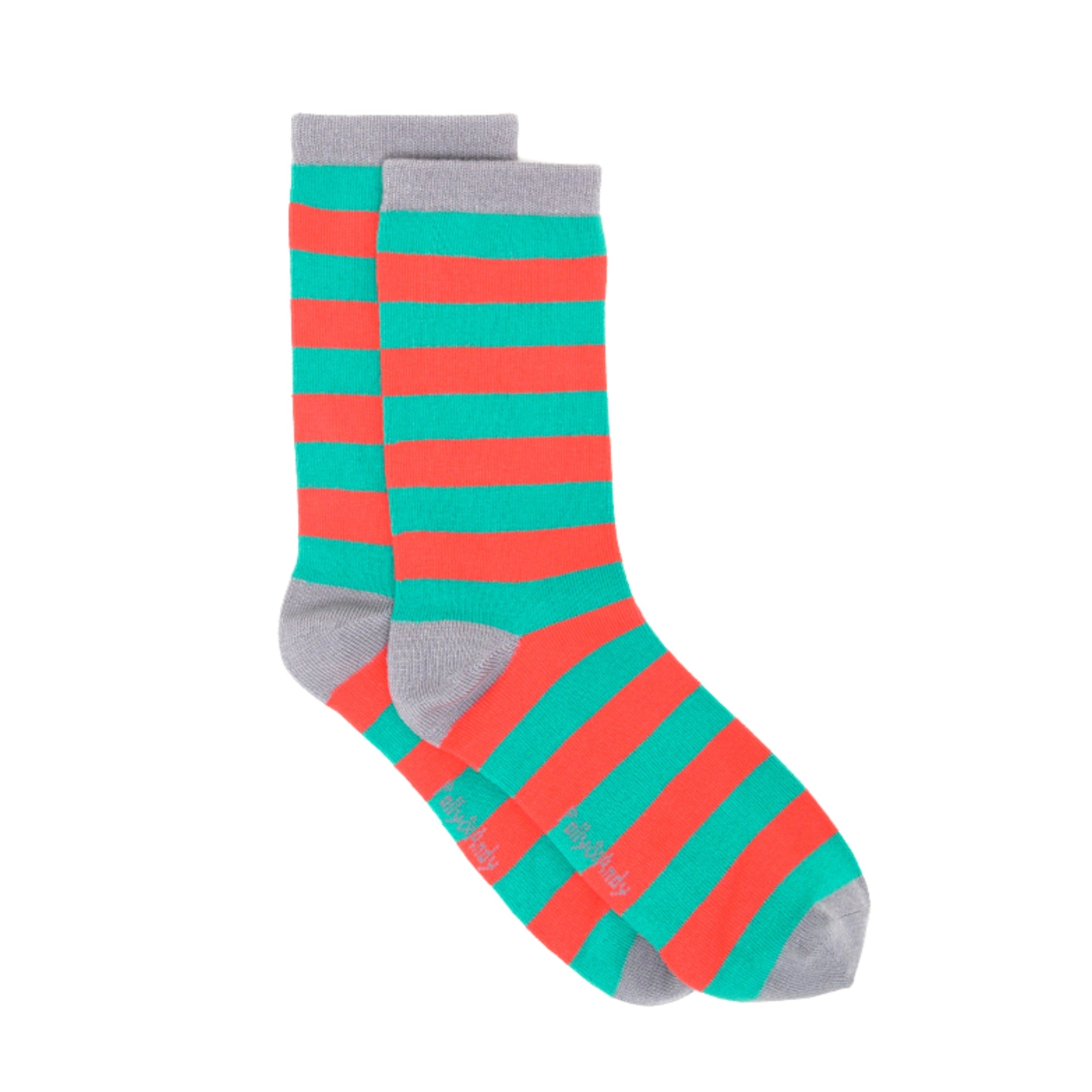 Christmas Green & Red Stripe Bamboo Sock (seamless toe)