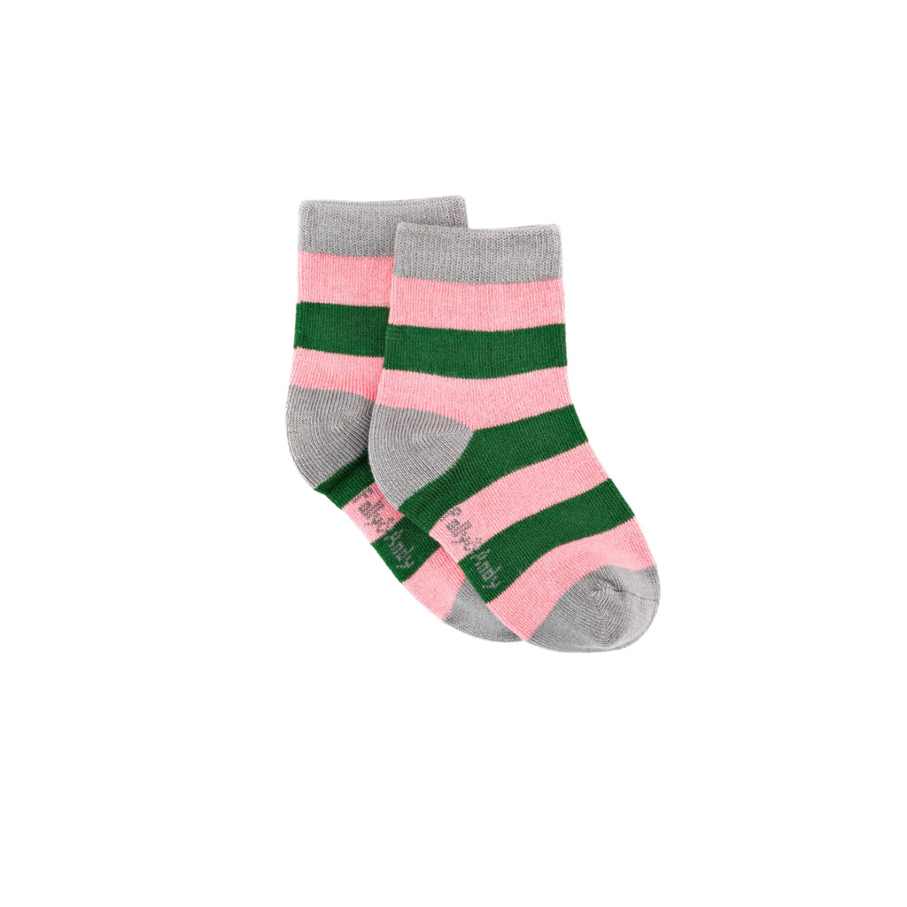 Pink & Green Stripe Bamboo Sock (seamless toe)