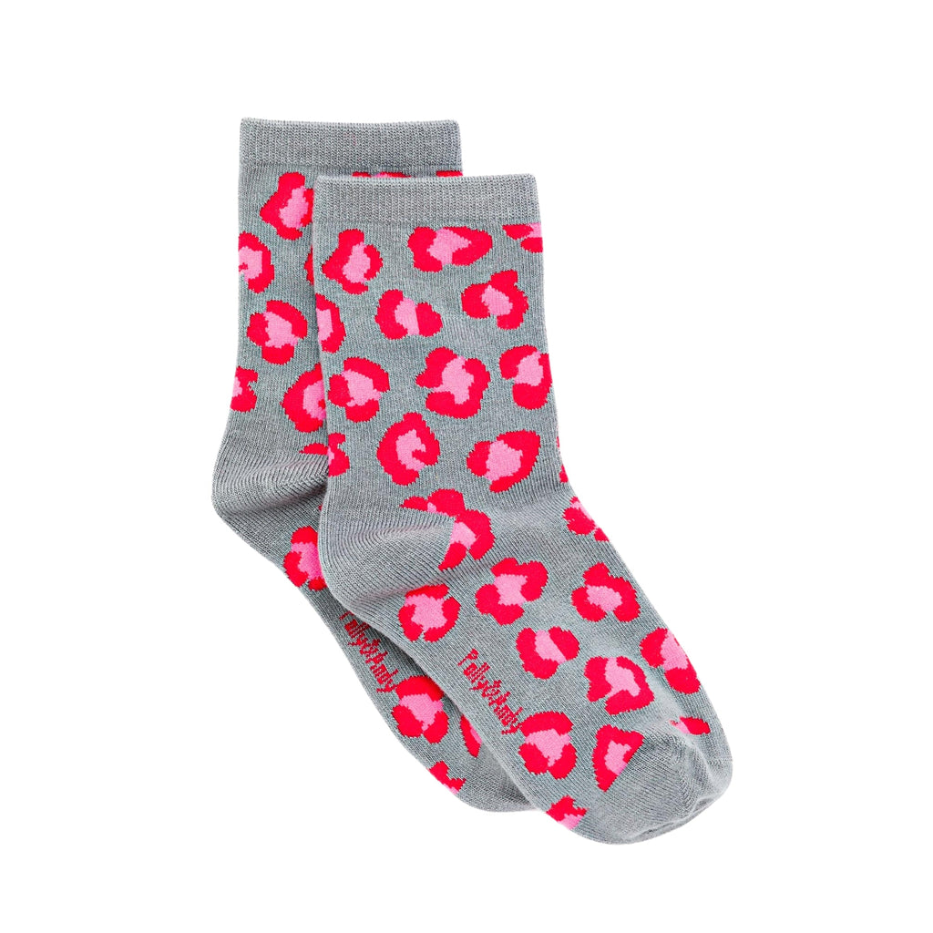 Pink & Red Leopard Bamboo Sock (seamless toe)
