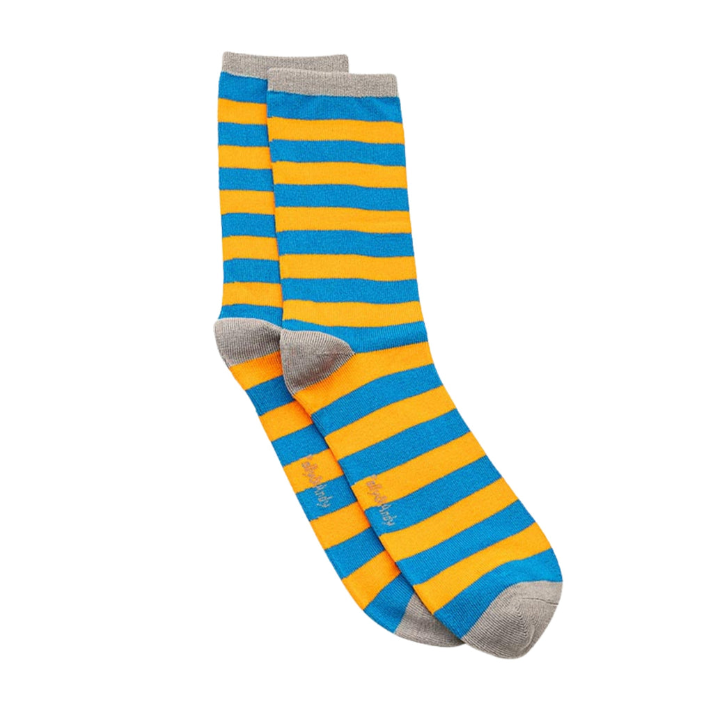 Blue & Orange Stripe Bamboo Sock (seamless toe)