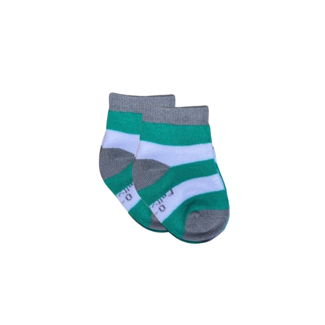 Green & White Stripe Bamboo Sock (seamless toe)