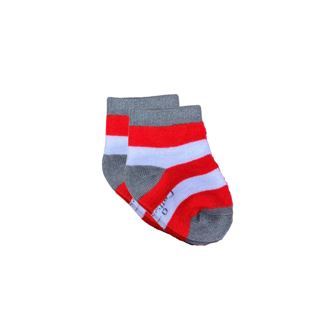 Red & White Stripe Bamboo Sock (seamless toe)
