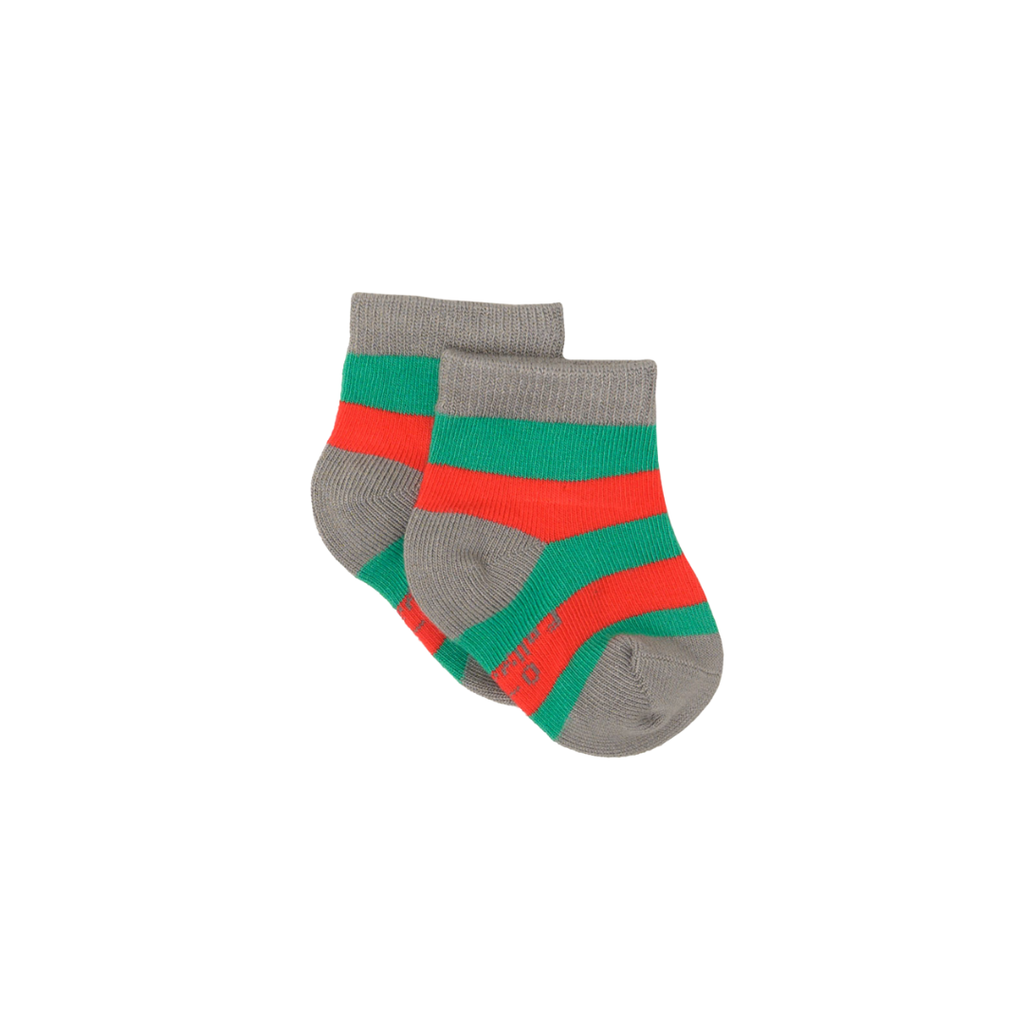 Christmas Green & Red Stripe Bamboo Sock (seamless toe)