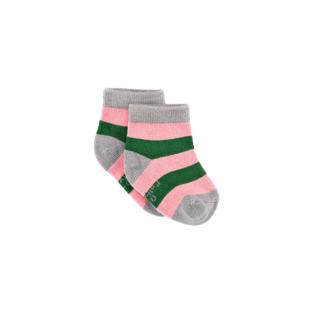 Pink & Green Stripe Bamboo Sock (seamless toe)