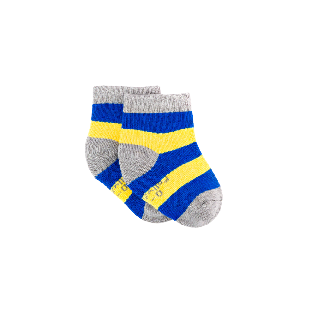 Blue & Yellow Stripe Bamboo Sock (seamless toe)