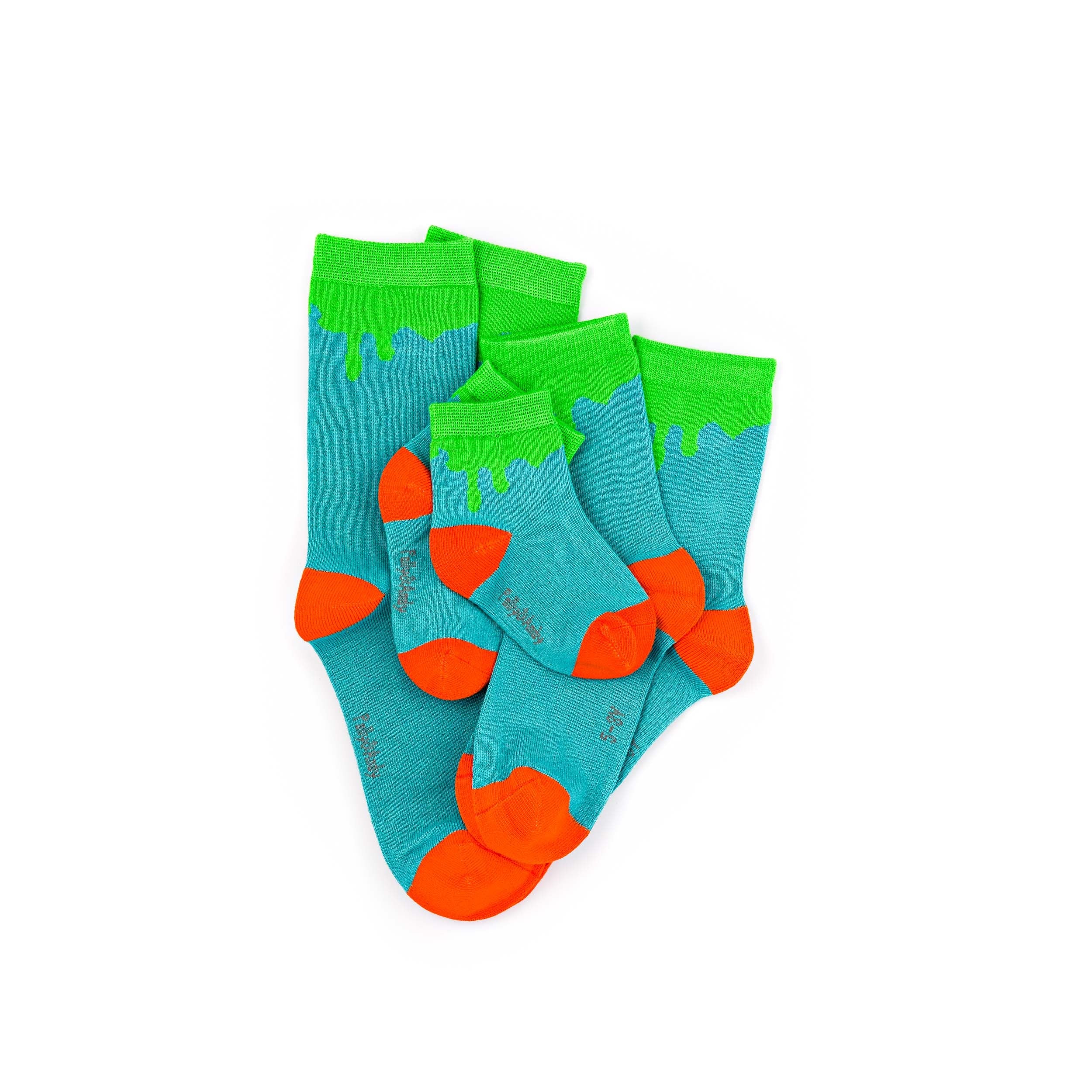 Green Paint Drip Bamboo Sock (seamless toe)