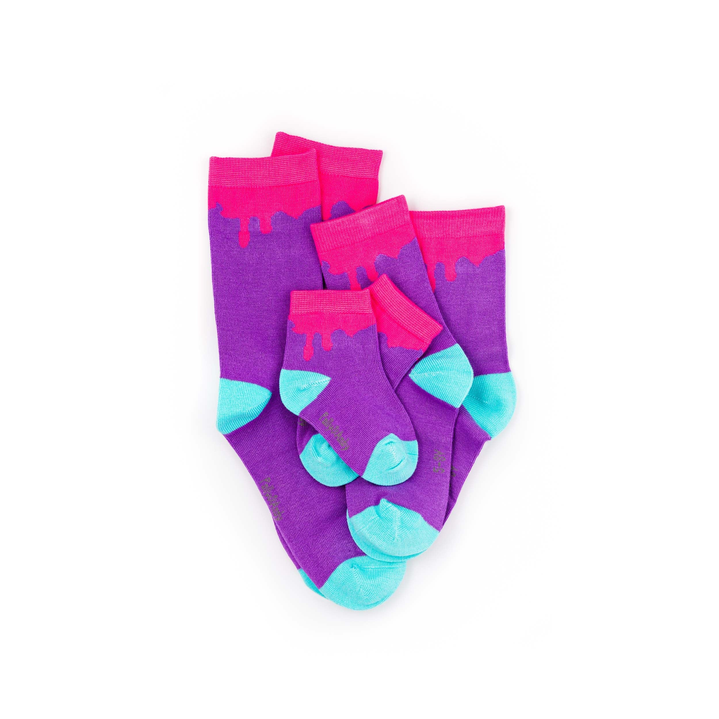 Pink Paint Drip Bamboo Sock (seamless toe)